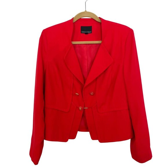 Cynthia Rowley Red Blazer Jacket Nautical Preppy Business - Size Large - Picture 1 of 6